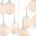 White Shaded Nine Light Metal Dimmable Ceiling Light on a white background