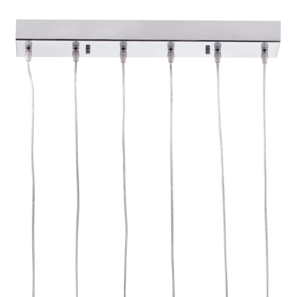 Silver Kitchen Island Six Light Metal LED Ceiling Light With Shades on a white background