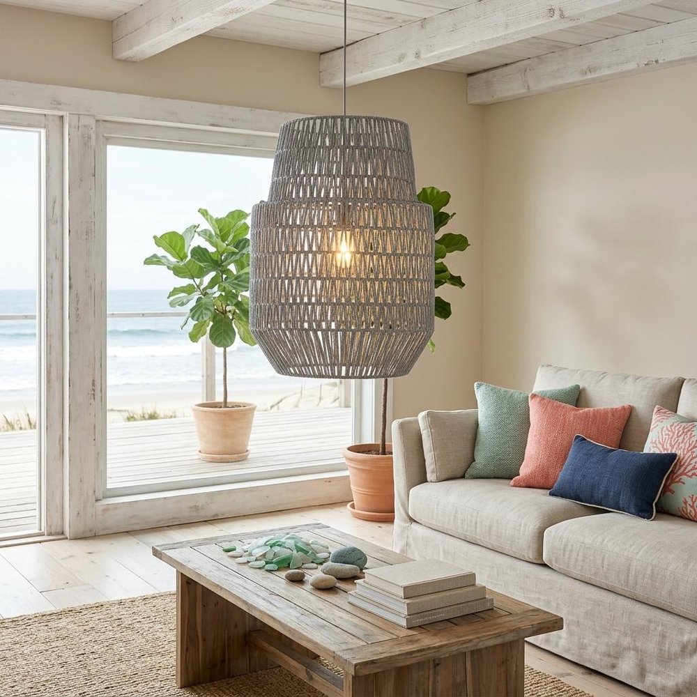 Gray Woven Sky Zig Zag Ceiling Lamp