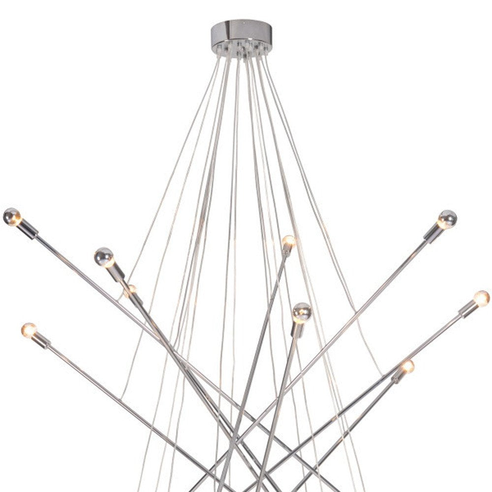 Silver Multi Light Metal Dimmable Chandelier on a white background