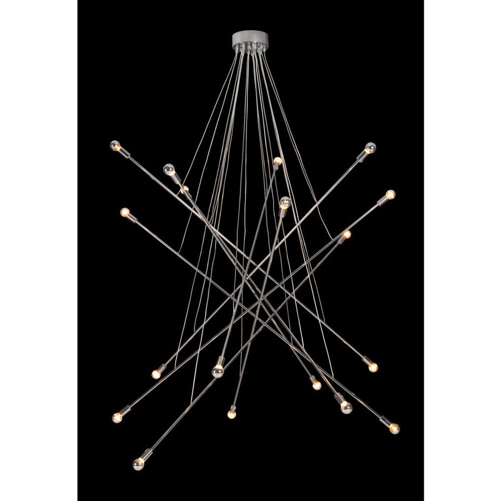 Silver Multi Light Metal Dimmable Chandelier on a white background