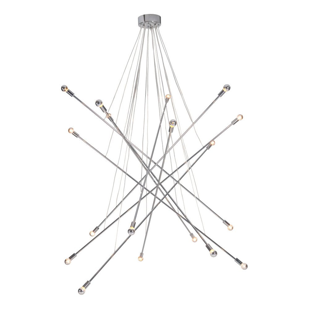 Silver Multi Light Metal Dimmable Chandelier on a white background