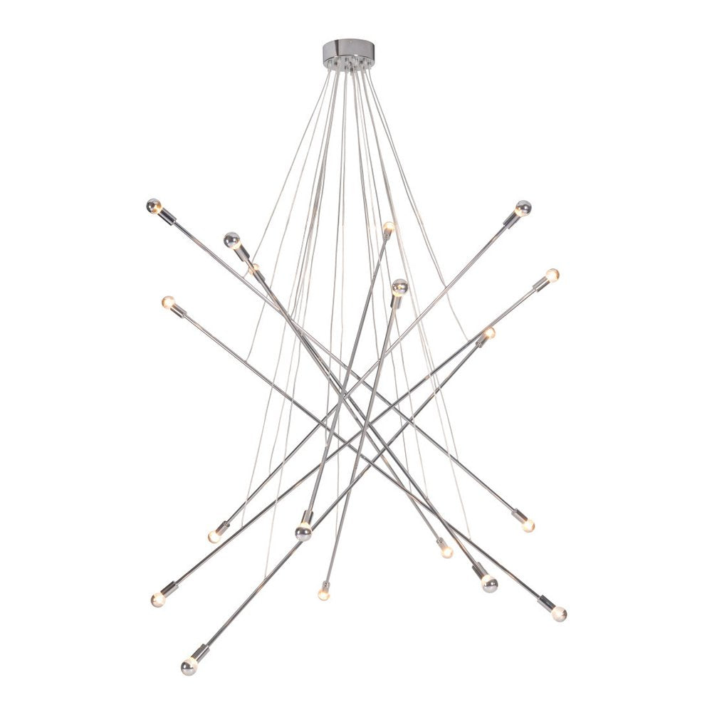 Silver Multi Light Metal Dimmable Chandelier on a white background