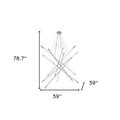 Silver Multi Light Metal Dimmable Chandelier on a white background
