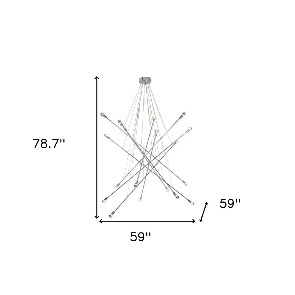 Silver Multi Light Metal Dimmable Chandelier on a white background