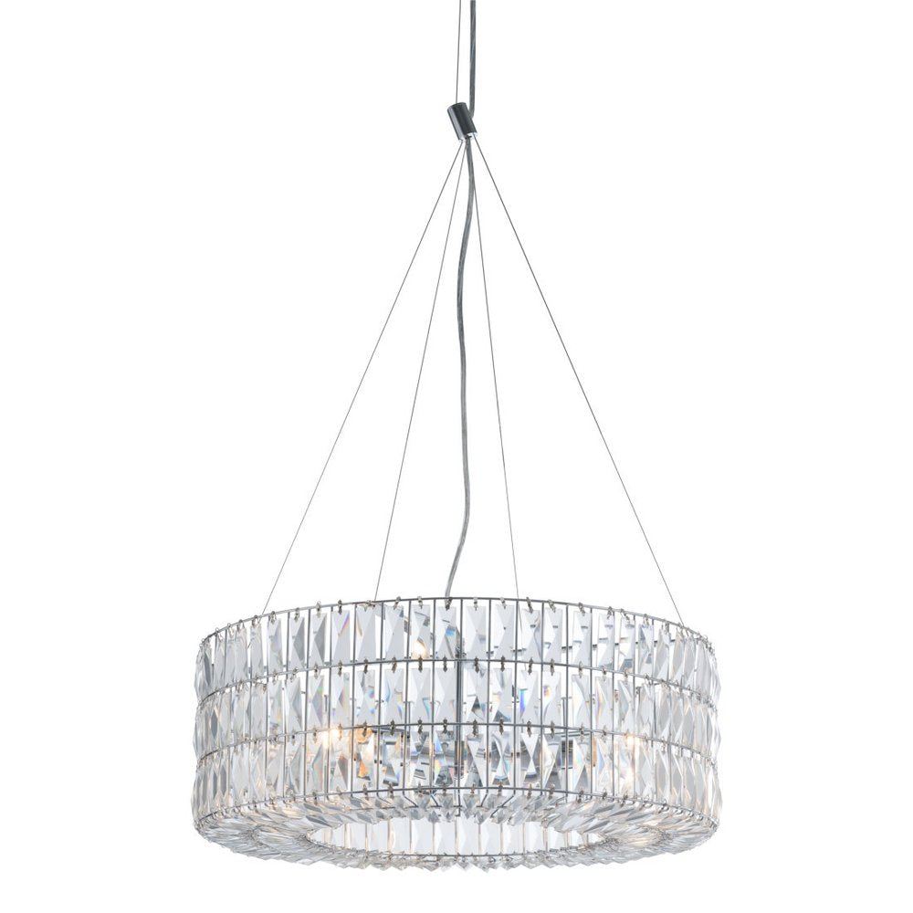 Silver Lantern Metal Chandelier With Silver Shades on a white background