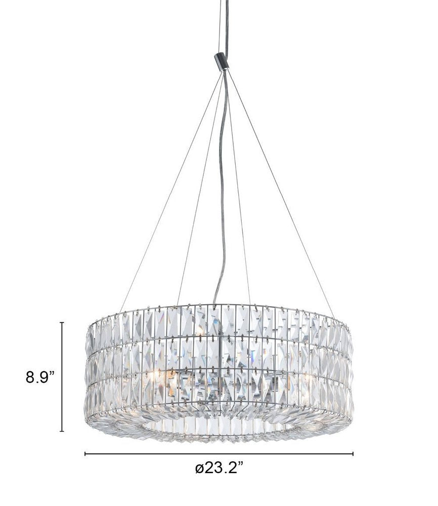 Silver Lantern Metal Chandelier With Silver Shades on a white background
