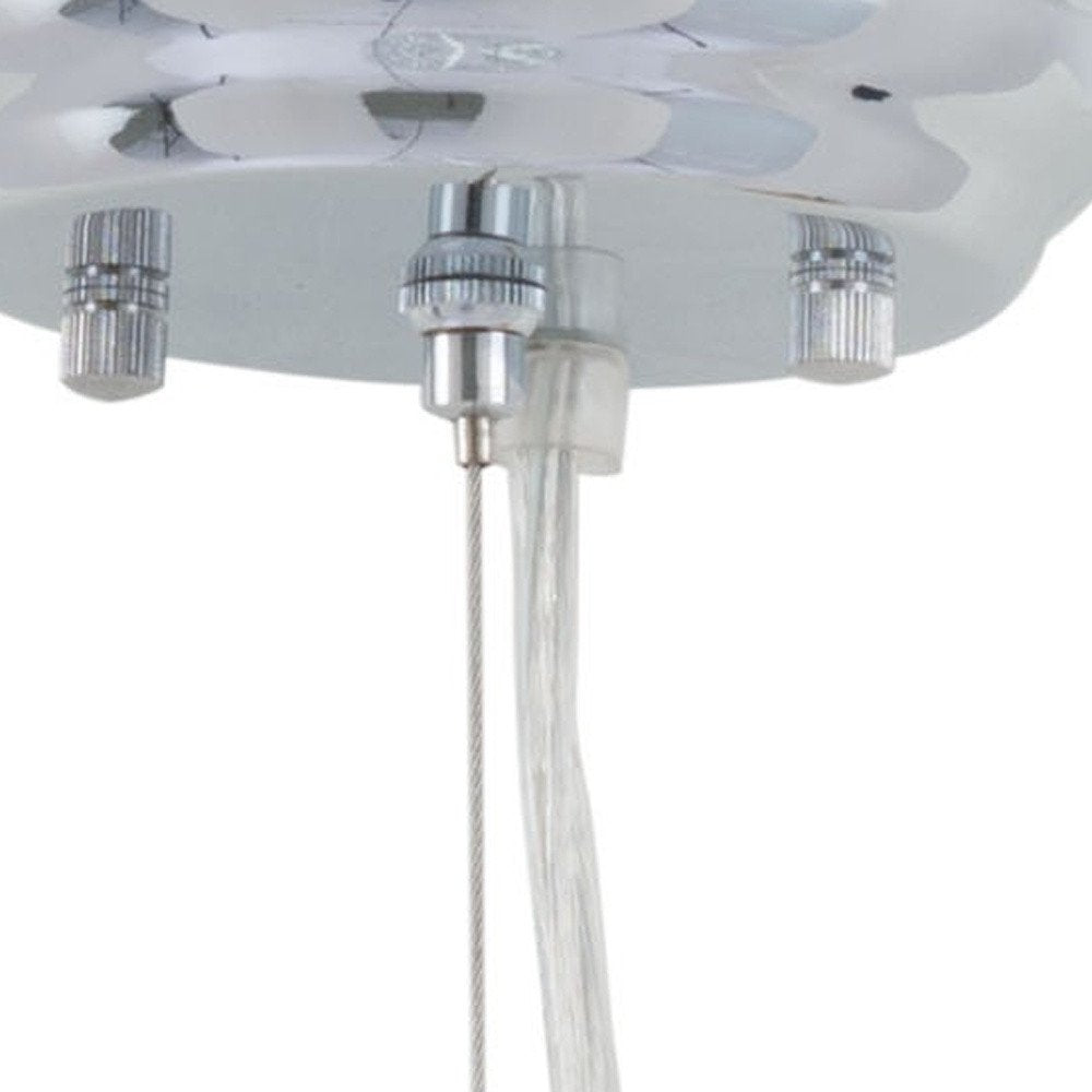 Silver Lantern Metal Chandelier With Silver Shades on a white background