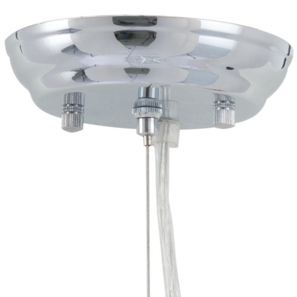 Silver Lantern Metal Chandelier With Silver Shades on a white background