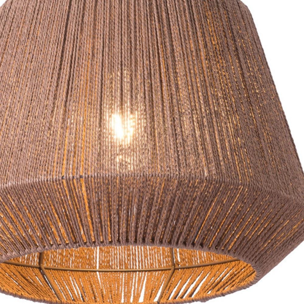 Brown Woven Paper String Hanging Pendent Lamp close-up detail