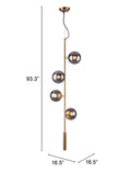 Gold Shaded Four Light Metal Dimmable Ceiling Light With Clear Shades