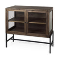Rustic Dark Brown Two Door Shadowbox Cabinet on a white background