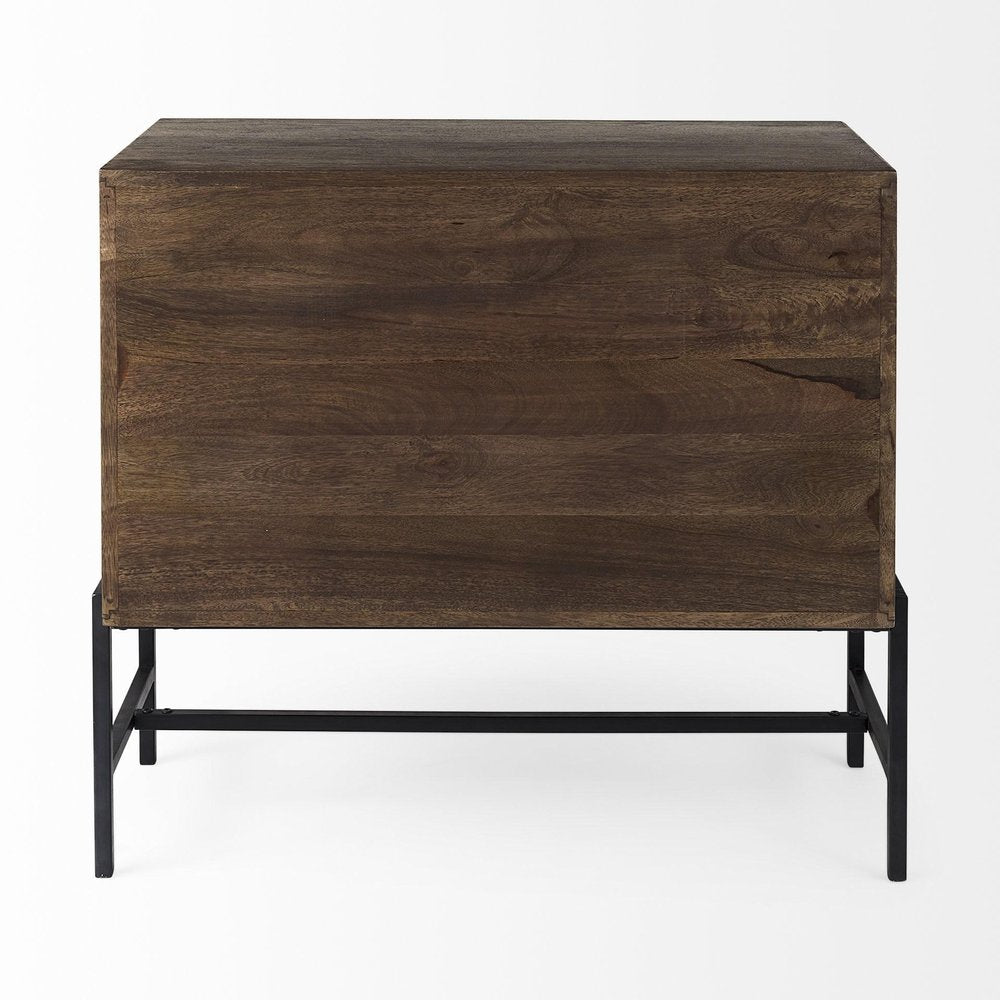 Rustic Dark Brown Two Door Shadowbox Cabinet on a white background