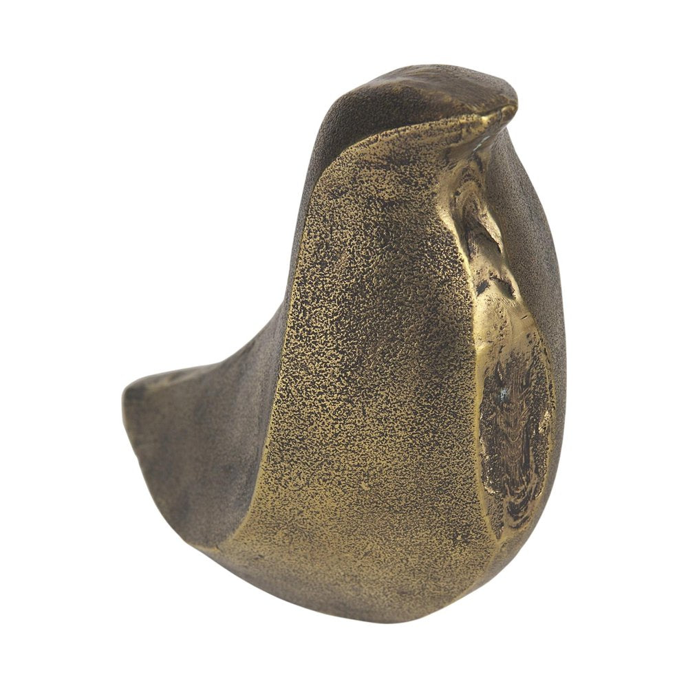 Set of Two 3" Gold Metal Bird Decorative Bookends on a white background