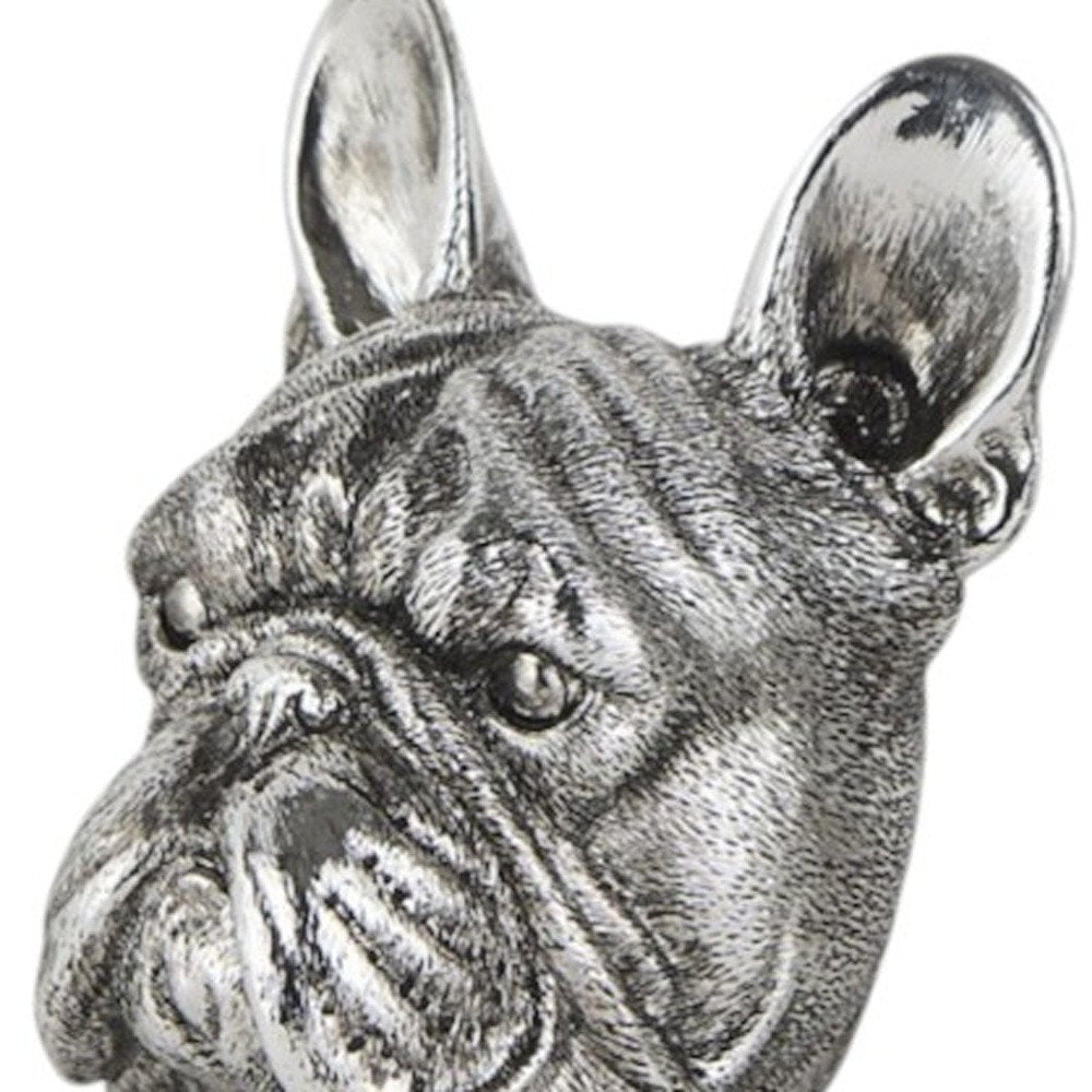 Set of Two 6" Silver Metal Dog Decorative Bookends on a white background