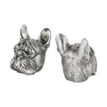 Set of Two 6" Silver Metal Dog Decorative Bookends on a white background