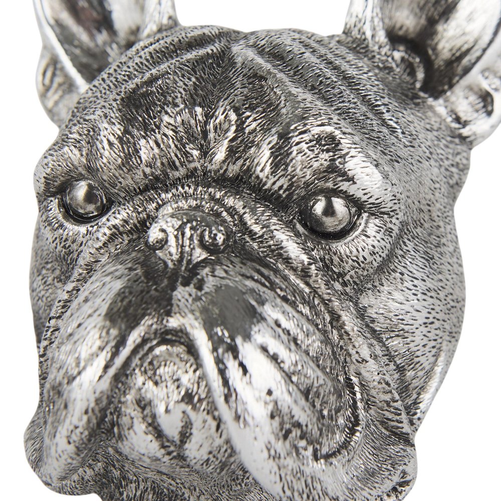 Set of Two 6" Silver Metal Dog Decorative Bookends on a white background