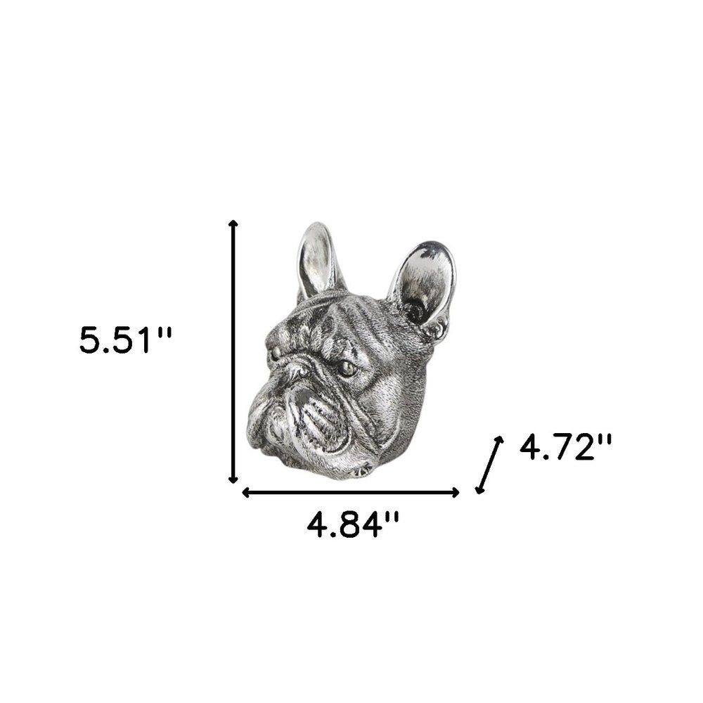 Set of Two 6" Silver Metal Dog Decorative Bookends on a white background