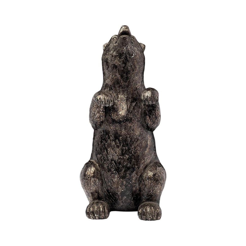 Set of Two Gray Resin Bear Decorative Bookends on a white background