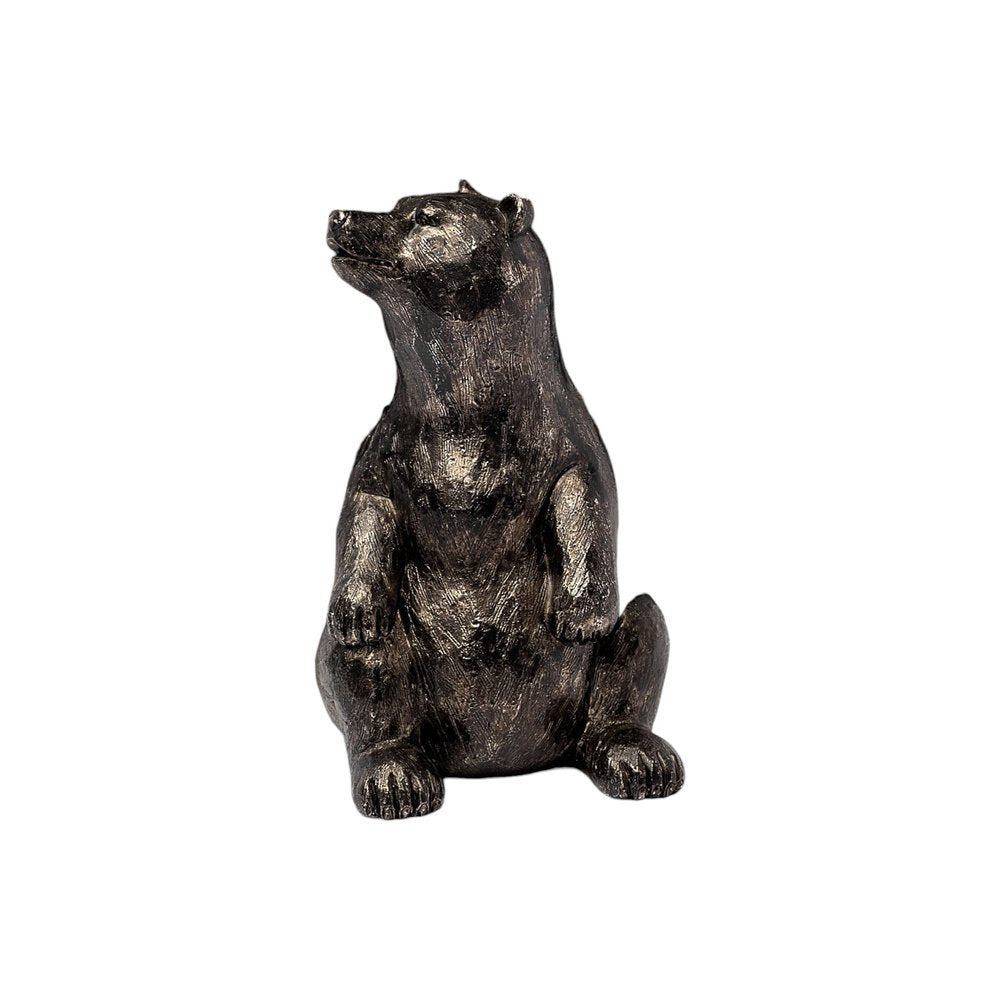 Set of Two Gray Resin Bear Decorative Bookends on a white background