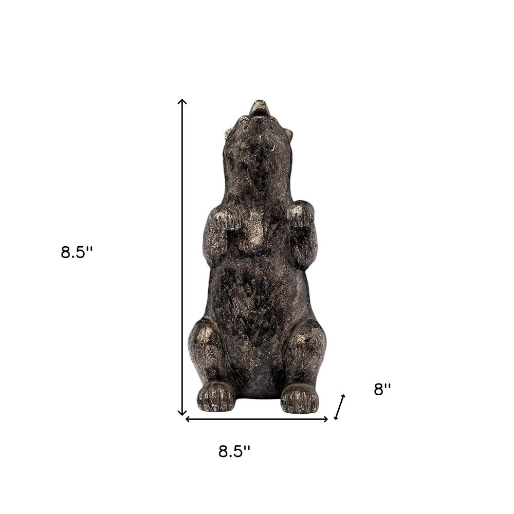 Set of Two Gray Resin Bear Decorative Bookends on a white background