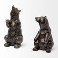 Set of Two Gray Resin Bear Decorative Bookends on a white background