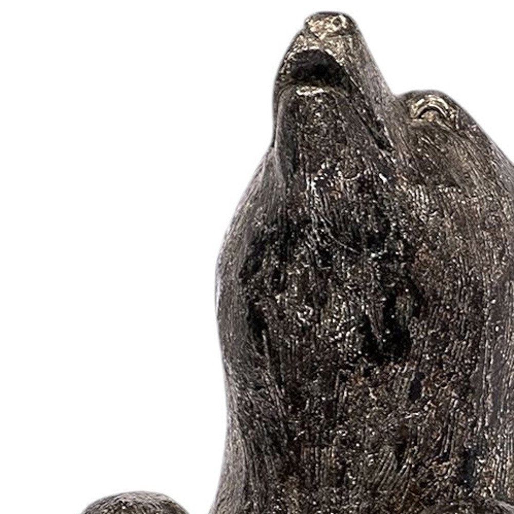 Set of Two Gray Resin Bear Decorative Bookends on a white background