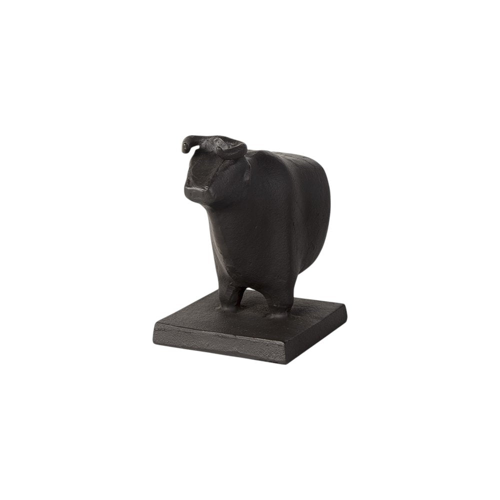 Set of Two 7" Black Fabric Bull Decorative Bookends