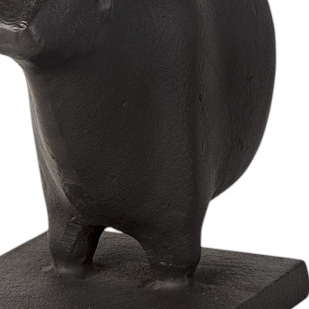 Set of Two 7" Black Fabric Bull Decorative Bookends