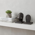 Set of Two 6" Black Metal Bull Decorative Bookends