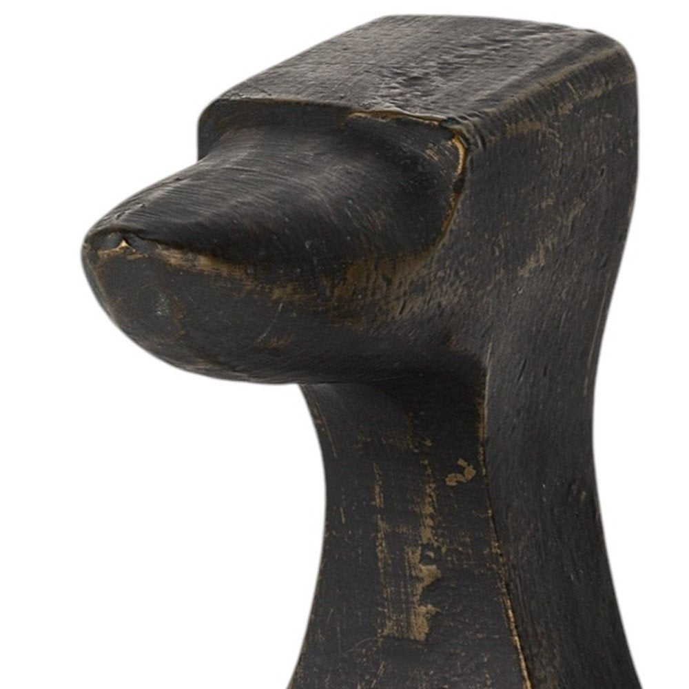 Set of Two 6" Black And Gold Polyresin Decorative Bookends