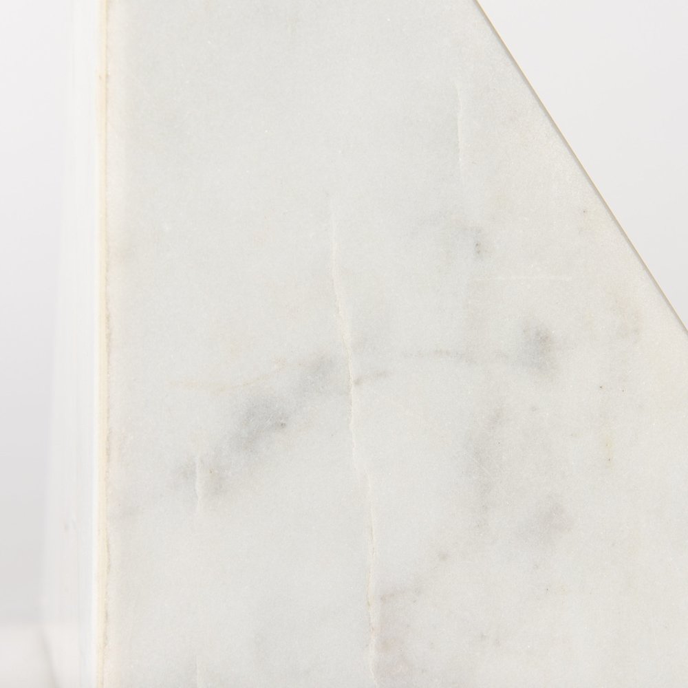 Set of Two White Marble Decorative Bookends close-up detail