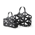 Set Of Two Black Geometric Metal Baskets on a white background