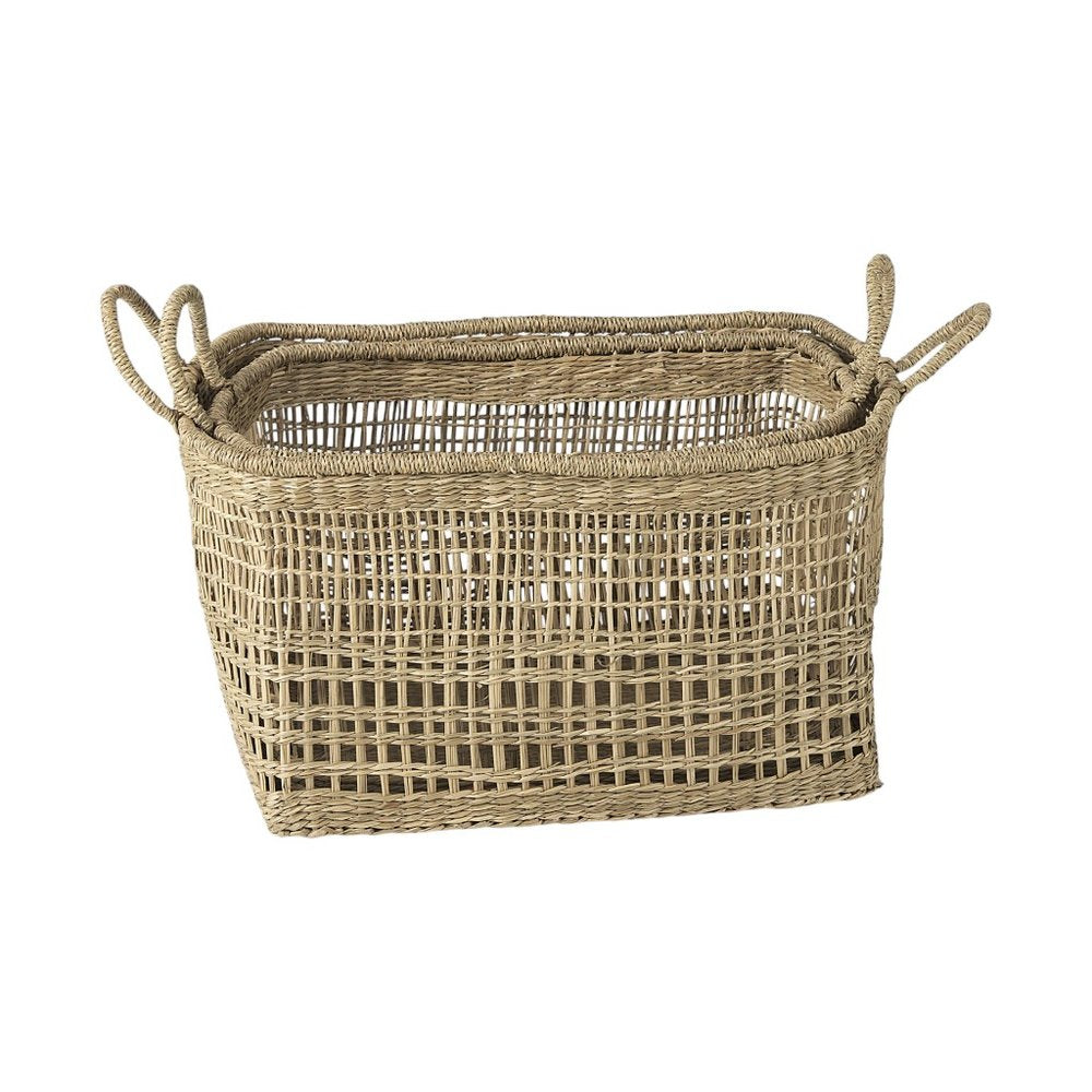 Set of Two Brown Wicker Basket on a white background