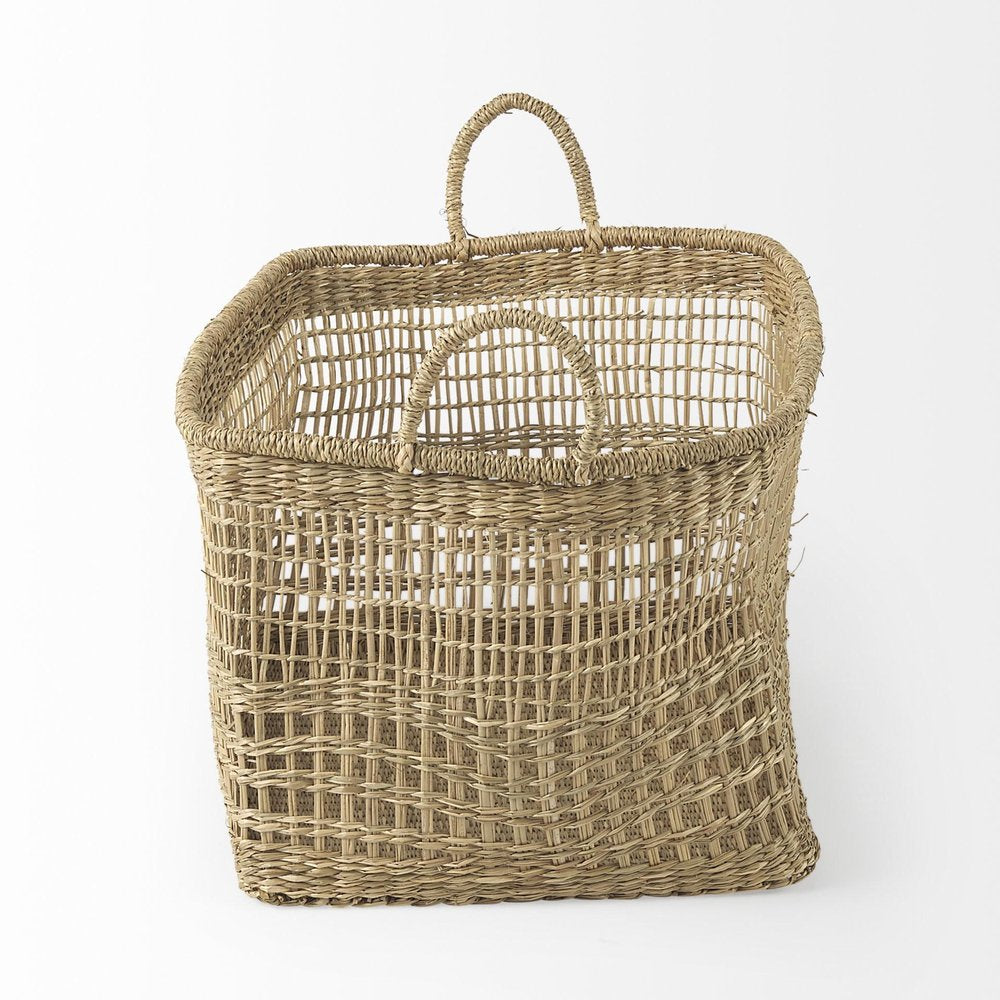 Set of Two Brown Wicker Basket on a white background