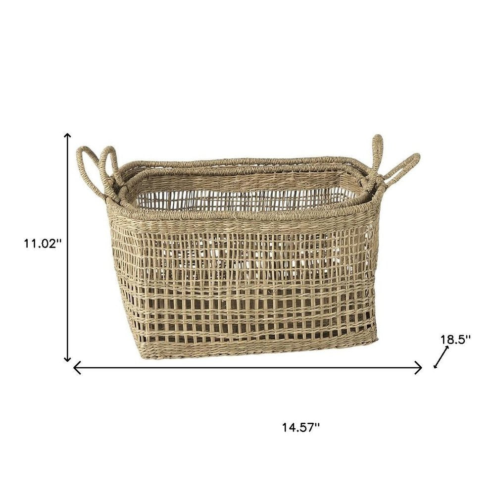 Set of Two Brown Wicker Basket on a white background