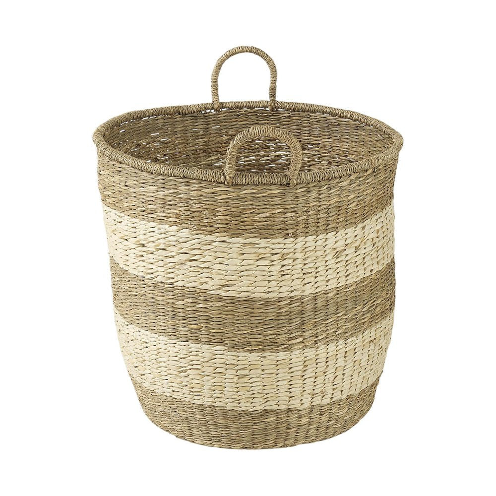 Set of Two Natural And Beige Wicker Basket on a white background