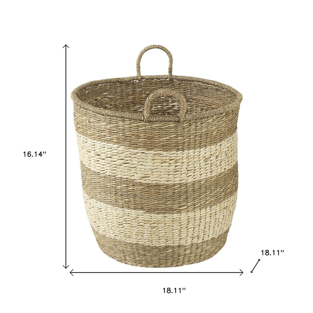 Set of Two Natural And Beige Wicker Basket on a white background