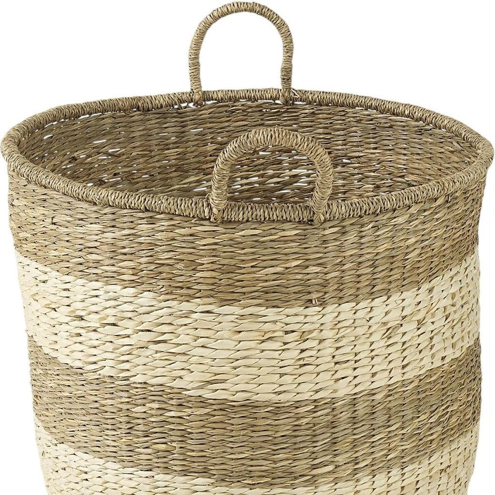 Set of Two Natural And Beige Wicker Basket on a white background
