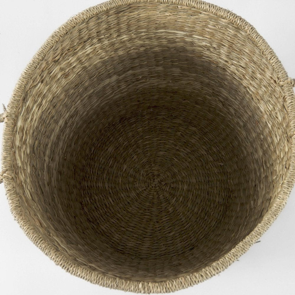 Set of Two Natural And Beige Wicker Basket on a white background