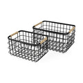 Set of Two Black Metal Basket on a white background