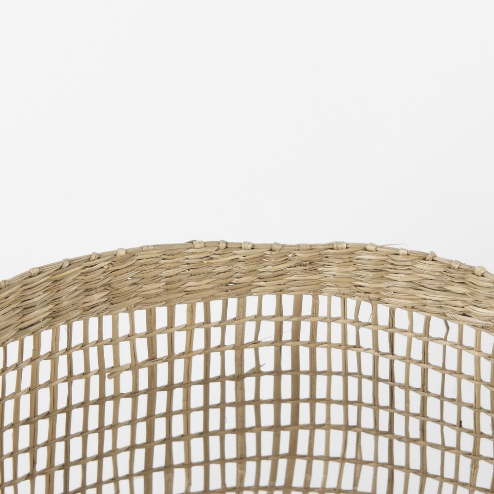 Set of Two Brown Wicker Basket - 9.45" H x 14.96" W x 14.96" D