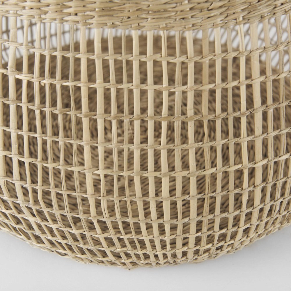 Set of Two Brown Wicker Basket - 9.45" H x 14.96" W x 14.96" D