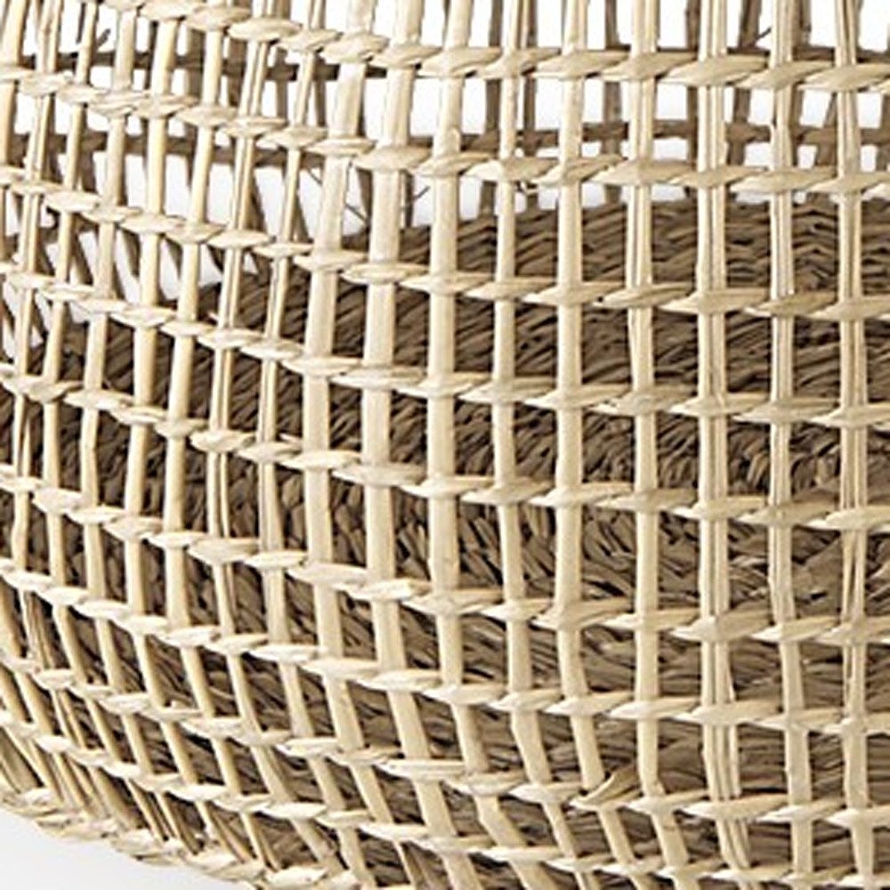 Set of Two Brown Wicker Basket - 9.45" H x 14.96" W x 14.96" D