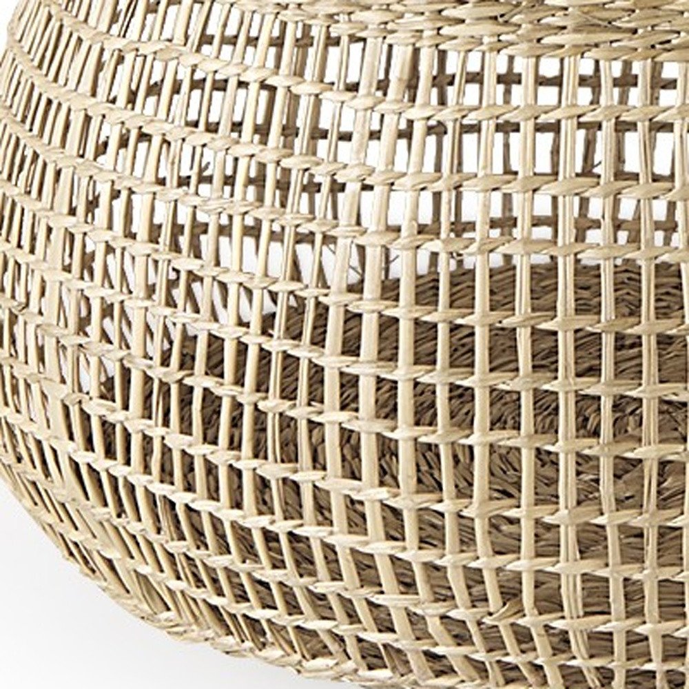 Set of Two Brown Wicker Basket - 9.45" H x 14.96" W x 14.96" D close-up detail