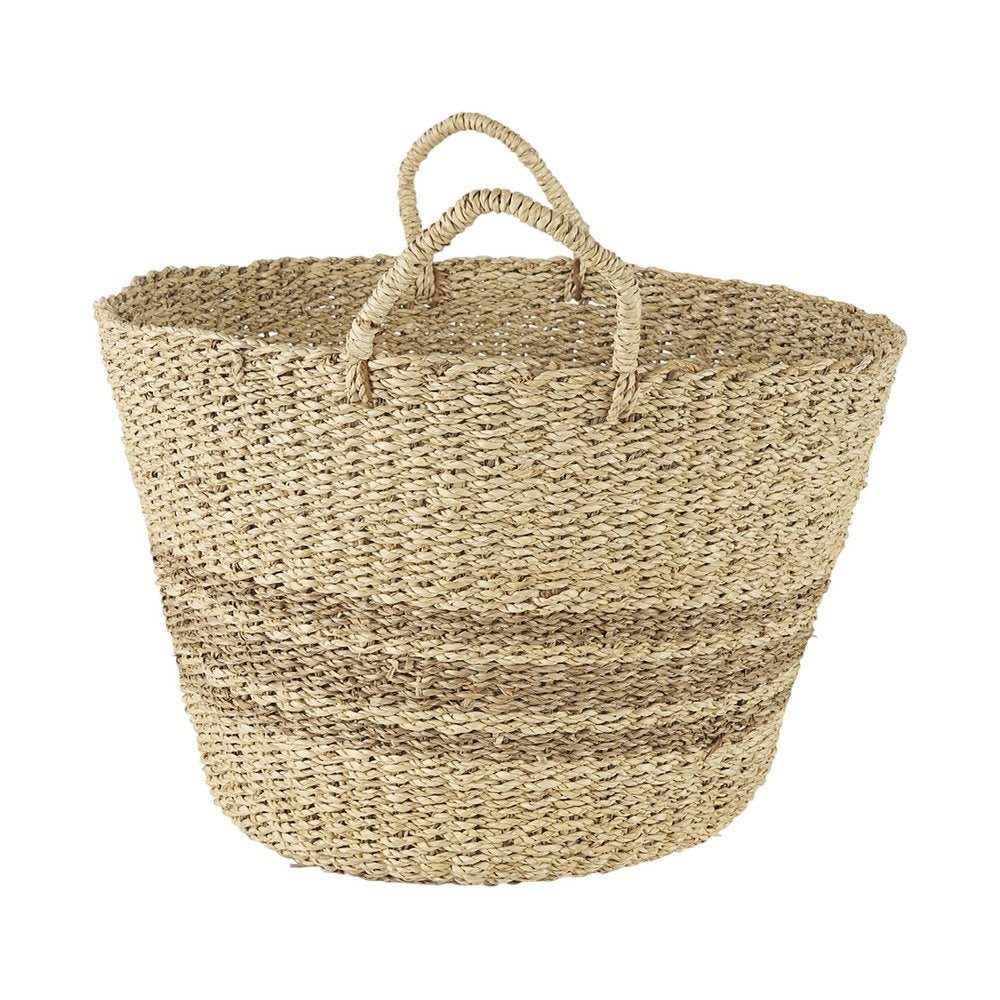 Set of Two Brown Wicker Basket - 11.81" H x 17.72" W x 17.72" D on a white background
