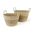 Set of Two Brown Wicker Basket - 11.81" H x 17.72" W x 17.72" D on a white background