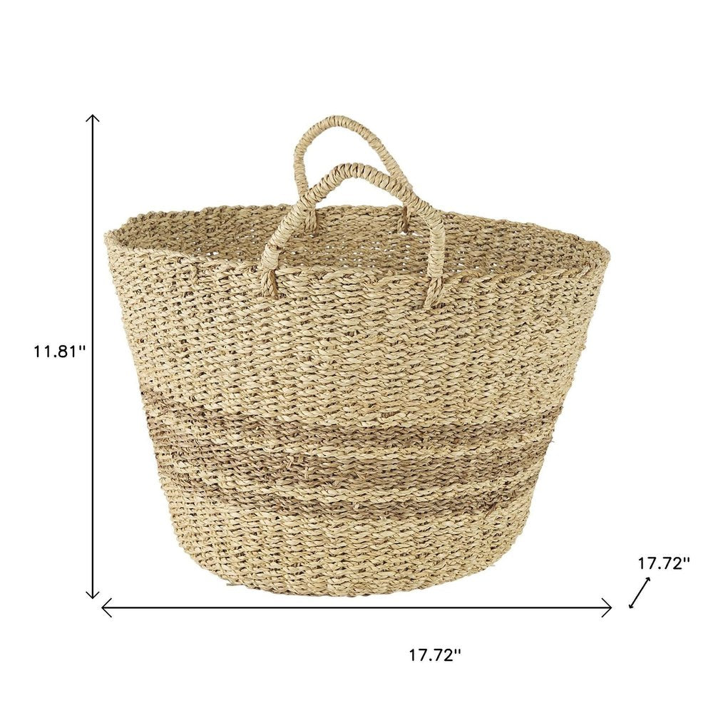 Set of Two Brown Wicker Basket - 11.81" H x 17.72" W x 17.72" D on a white background