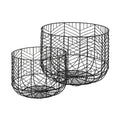 Set of Two Black Metal Tabletop Sculpture on a white background