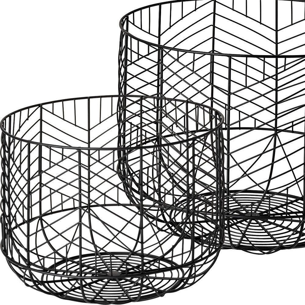 Set of Two Black Metal Tabletop Sculpture on a white background